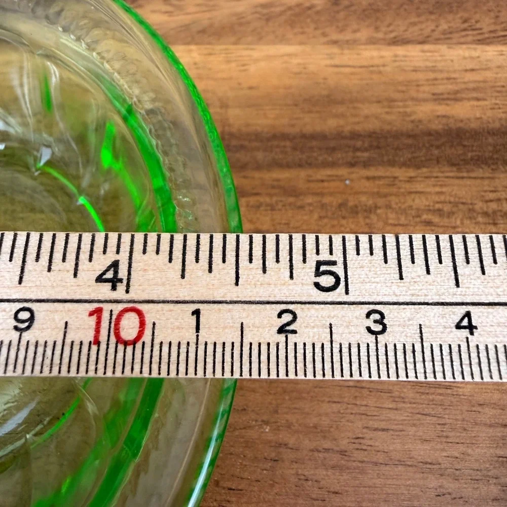 Federal Glass Colonial Fluted Rope Green Uranium Glass Bowls Depression Set (6)